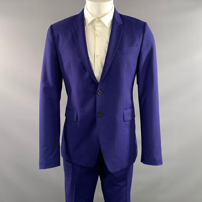 PAUL SMITH Chest Size 40 Regular Blue Royal Blue Wool  Mohair Notch Lapel Suit