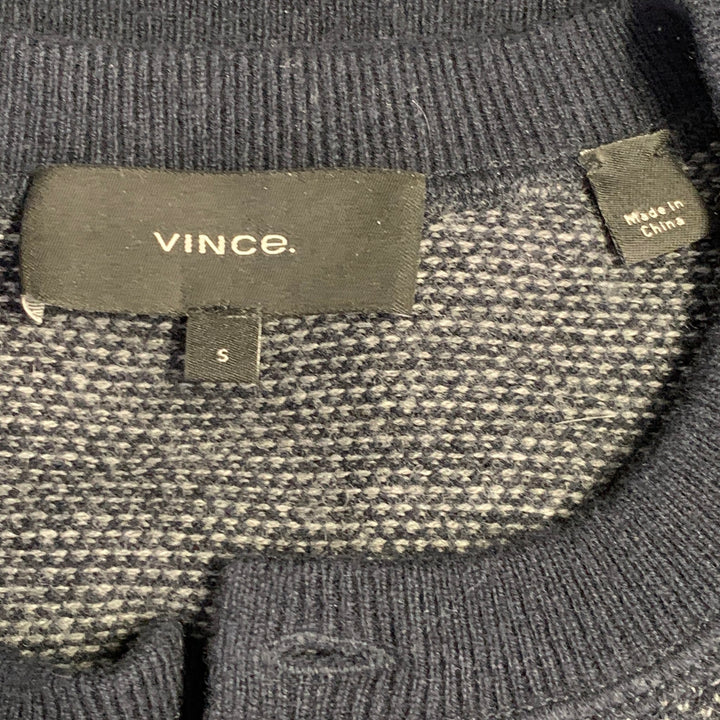 VINCE Size S Navy Grey Wool Cashmere Henley Pullover