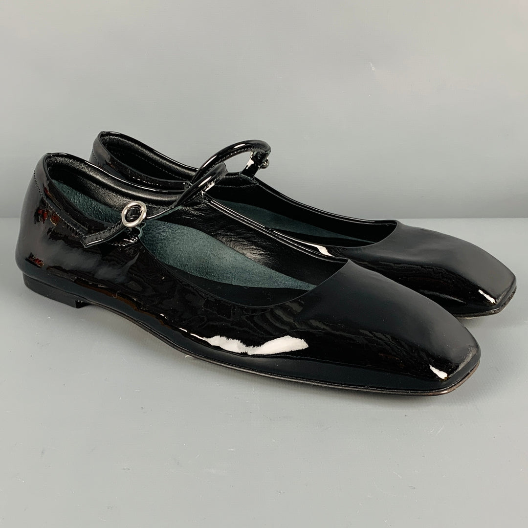 AEYDE Size 10 Black Patent Leather Mary Jane Flats