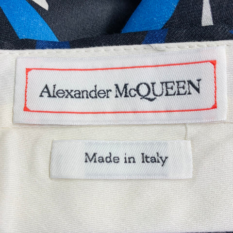 ALEXANDER MCQUEEN AW21 Runway Size 34 Black Multi Color Graffiti Wool Silk Dress Pants