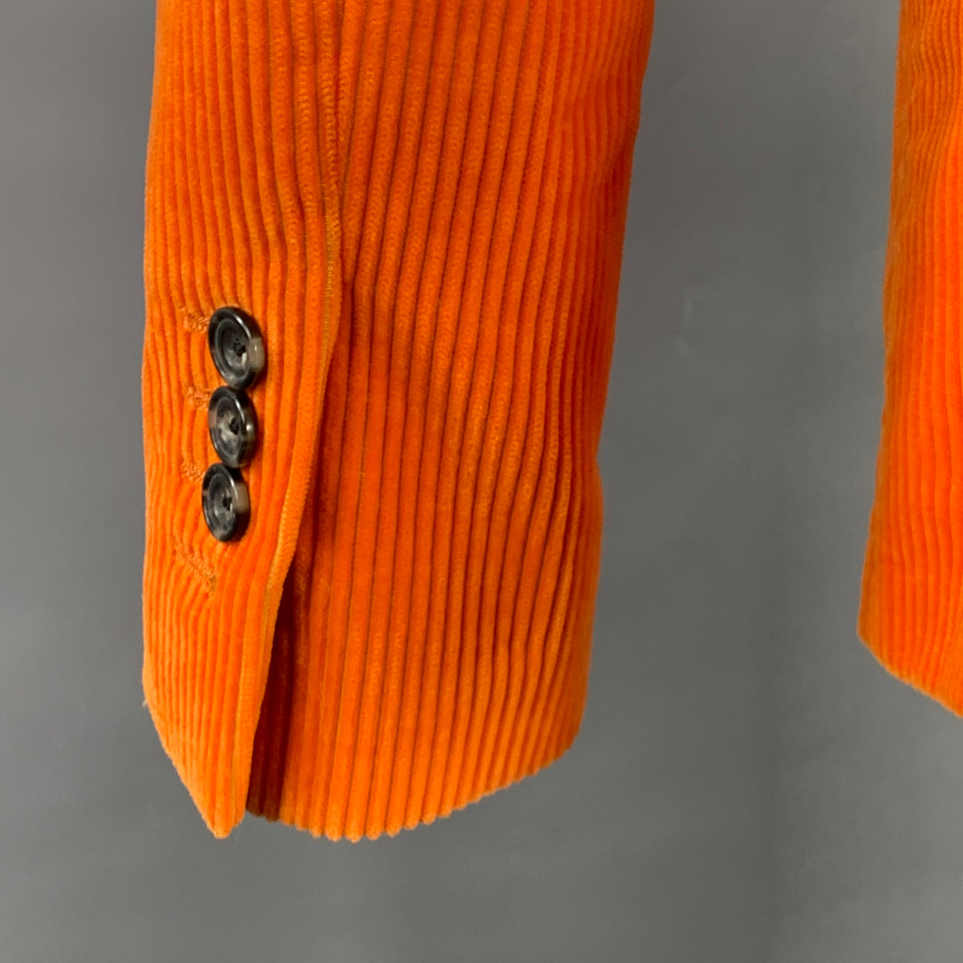 R13 Size 38 Orange Corduroy Cotton Notch Lapel Sport Coat
