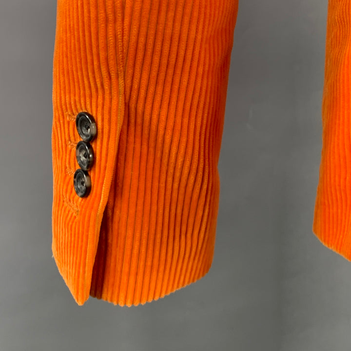 R13 Size 38 Orange Corduroy Cotton Notch Lapel Sport Coat