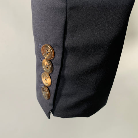 BRUNELLO CUCINELLI Size 38 Navy Virgin Wool Silk Notch Lapel Sport Coat
