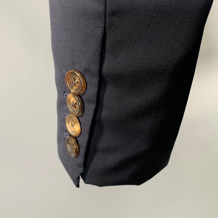 BRUNELLO CUCINELLI Taille 38 Manteau de sport à revers cranté en laine vierge et soie marine