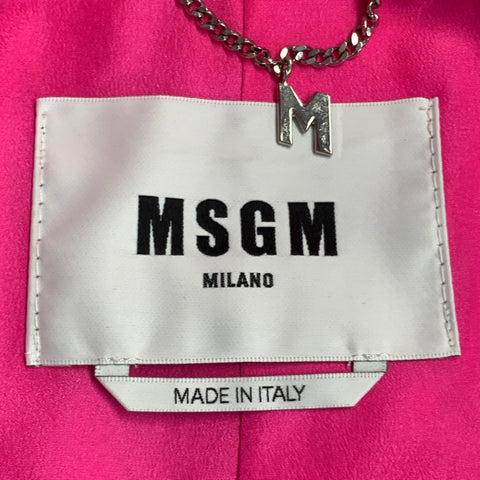 MSGM Taille S Veste blazer en laine rose fluo à revers cranté et à bouton unique