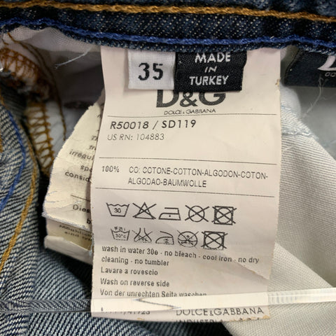 D&G by DOLCE & GABBANA Size 35 Blue Contrast Stitch Cotton Skinny Low Rise Jeans