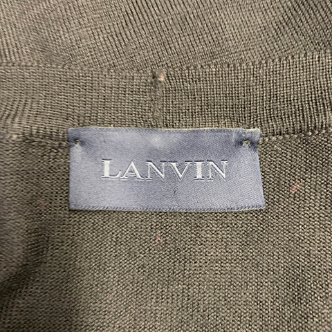 LANVIN Size 38 Black Knit Ribbon Trim V-Neck Cardigan