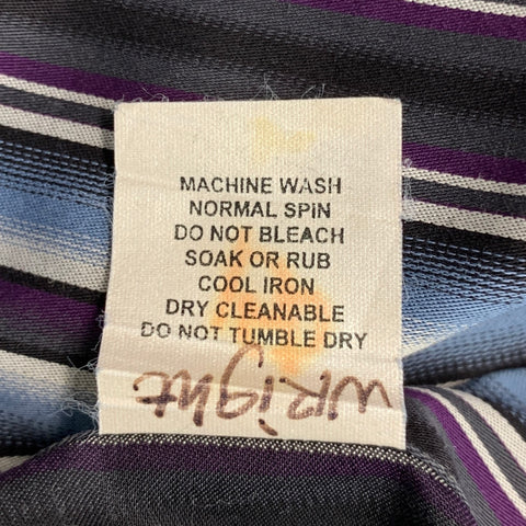 ETRO Size L Blue Purple Stripe Cotton Button Up Long Sleeve Shirt