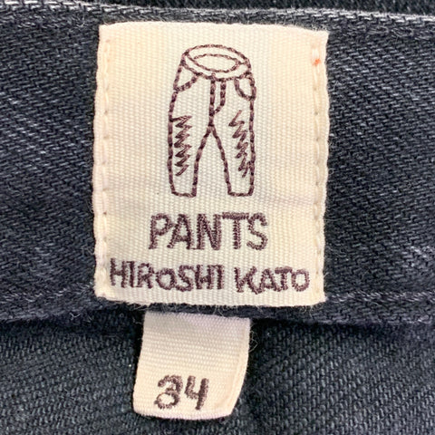 HIROSHI KATO Size 34 The Pen Black Wash Cotton Blend Straight Five Pockets Jeans