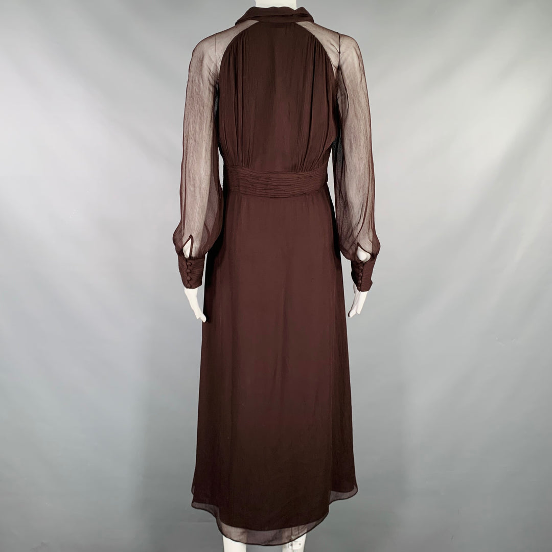 MASSIMO DUTTI Size S Brown Viscose See Through Long Sleeve Dress – Sui  Generis Designer Consignment