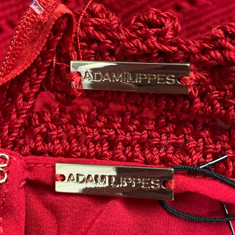 ADAM LIPPES Size S Poppy Red Cotton Crochet A-Line Dress