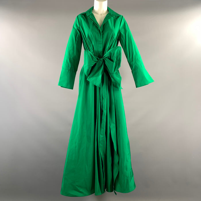 CAROLINA HERRERA Size 8 Green Polyester Maxi Long Gown Evening Wear