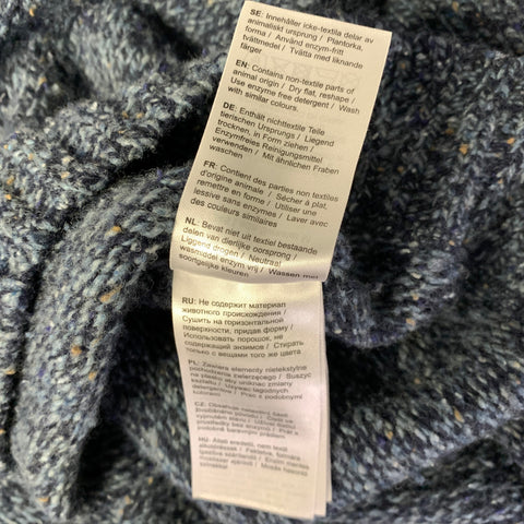 FJALLRAVEN Size L Navy Blue Knit Wool Polyamide Henley Sweater