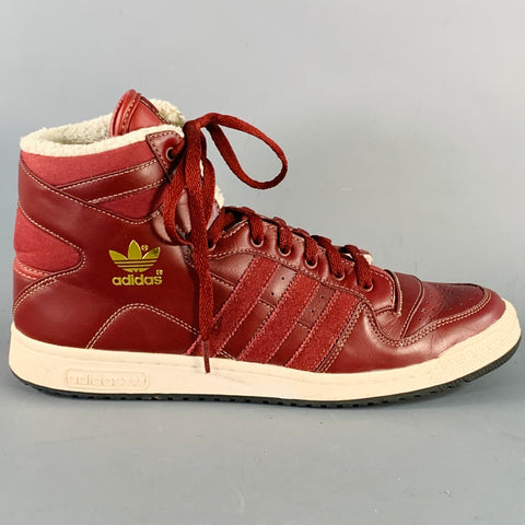 ADIDAS Winter 2012 Size 12 Decades OG Burgundy Off White Leather High Top Sneakers