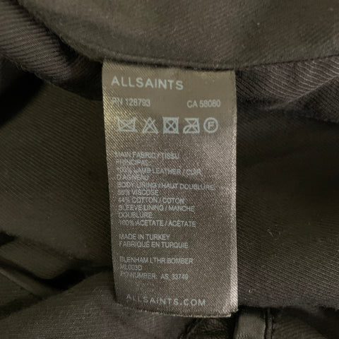 ALLSAINTS Size S Black Leather Bomber Jacket