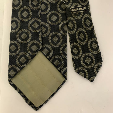 GIORGIO ARMANI Navy Tan Circles Silk Tie