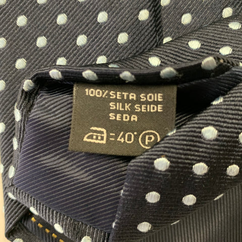ERMENEGILDO ZEGNA Navy Light Blue Dots Silk Tie