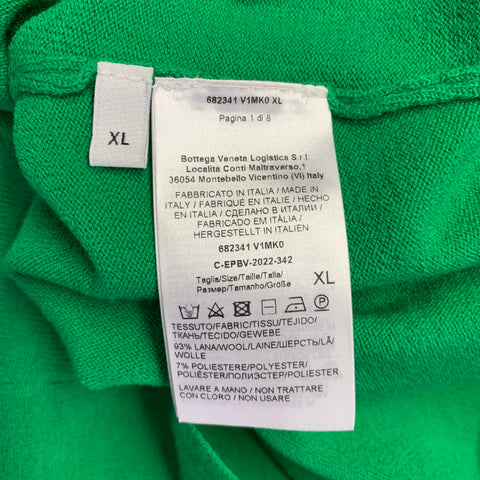BOTTEGA VENETA Size XL Green Wool Blend Half Placket Polo