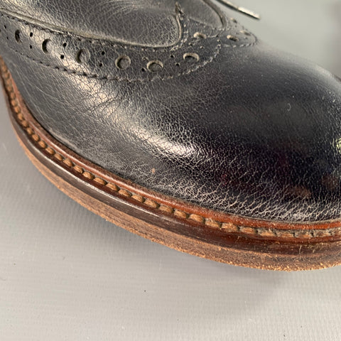 MOMA Size 9 Black Leather Perforated Wingtip Lace-Up Shoes