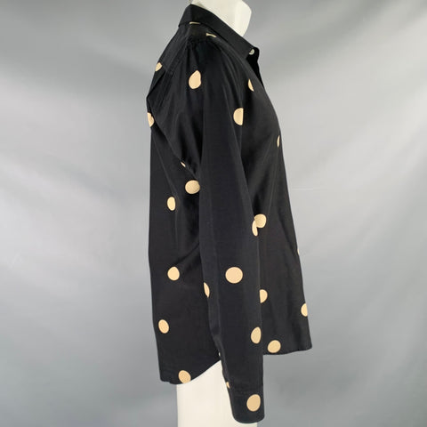 EQUIPMENT Size M Black Cream Polka Dot Button Up Long Sleeve Shirt