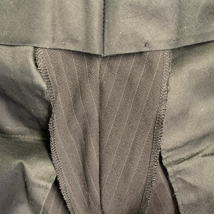 RALPH LAUREN Size 38 Regular Black Pinstripe Wool Double Breasted Peak Lapel Suit