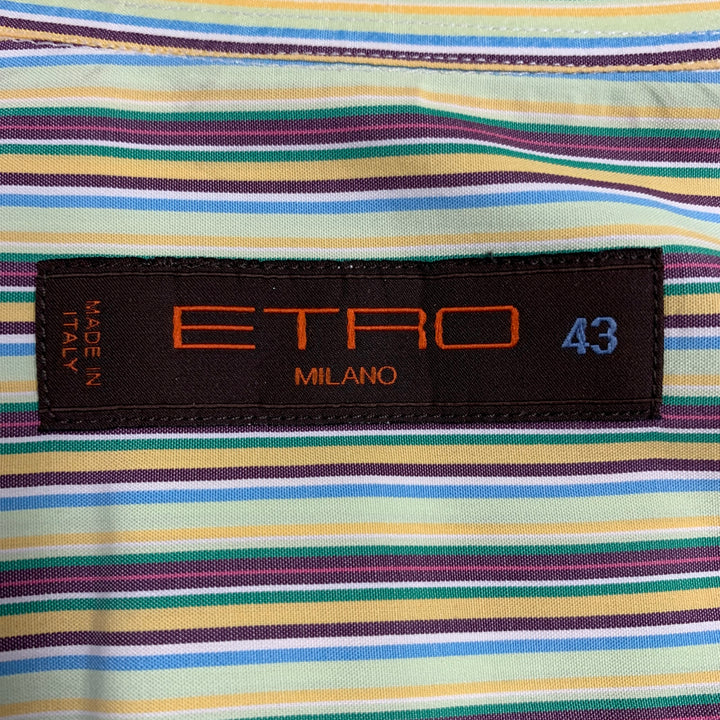 ETRO Size XL Multi Color Stripe Cotton Long Sleeve Shirt