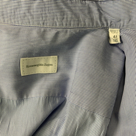 ERMENEGILDO ZEGNA Taille L Chemise à manches longues en coton à rayures bleues