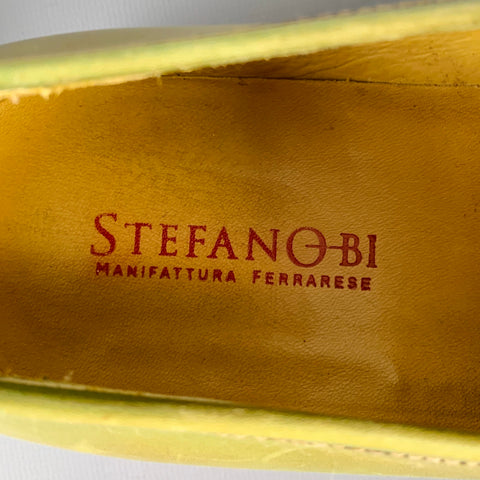 STEFANOBI Size 8.5 Green Leather Penny Loafers