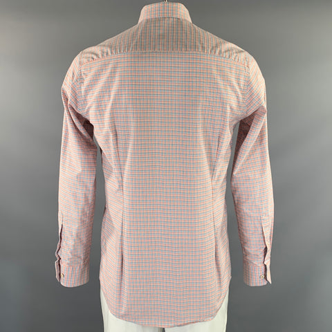 ETON Size 40 Orange Multi Color Plaid Cotton Button Up Long Sleeve Shirt