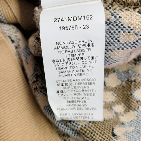 MSGM Size M Khaki Black White Viscose Blend Distressed Oversized Mixed Patterns Cardigan