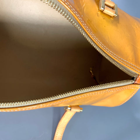 LOUIS VUITTON Yellow Tan TH1928 Monogram Patent Leather Handbag