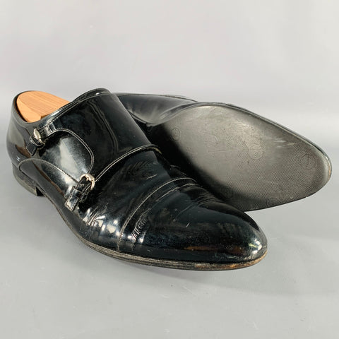 GUCCI Size 9.5 Black Double Monk Strap Lace-Up Shoes