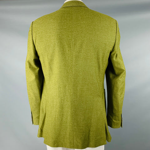 ETRO Size 44 Heather Green Wool Blend Peak Lapel Sport Coat