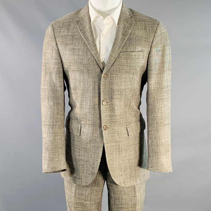 POLO by RALPH LAUREN Size 38 Regular Black Grey Glenplaid Notch Lapel Suit