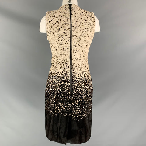 BURBERRY PRORSUM Pre-Fall 2013 Size 6 Brown Ivory Lambskin Animal Lambskin Dress