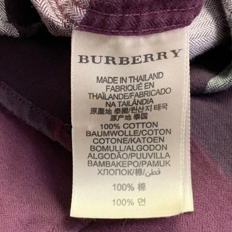 BURBERRY BRIT Size XL Purple Black White Plaid Cotton Long Sleeve Shirt