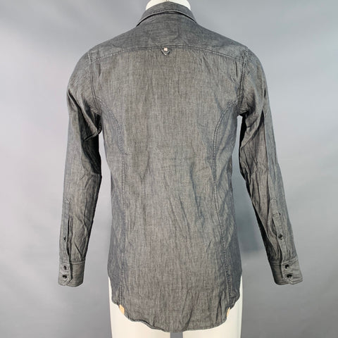 RAG & BONE Size M Grey Wrinkled Cotton Two Pockets Long Sleeve Shirt