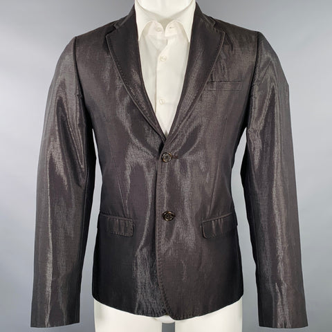 GAZZARRINI Taille 38 Veste sport en coton mélangé chatoyant noir argenté
