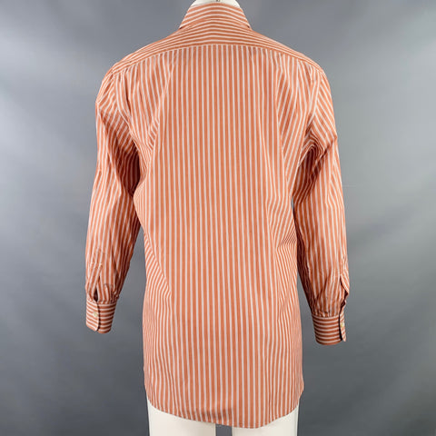 KITON Size M Brown Purple Stripe Cotton Button Up Long Sleeve Shirt