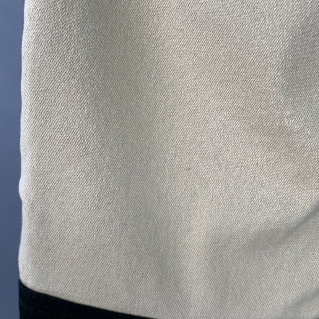 BALMAIN Size 28 Beige Black White Cotton Blend Skinny Biker Jeans