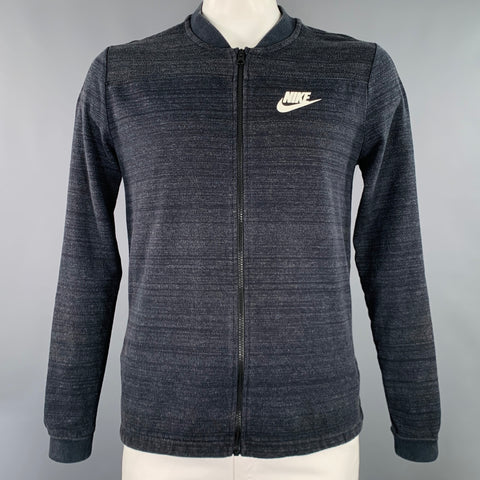NIKE Size L Grey White Logo Cotton Polyester Zip Up Sweatshirt