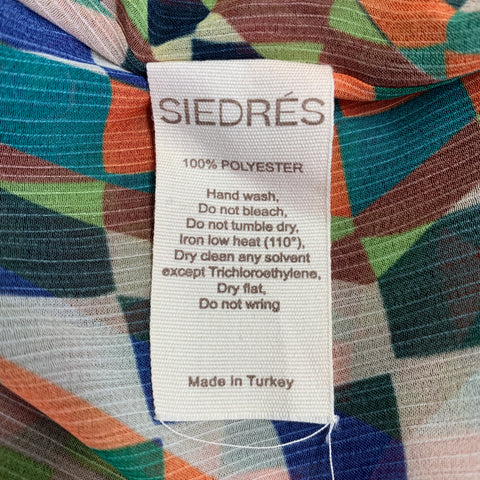 SIEDRES Size XS Multi Color Polyester Geometric Open Front Cardigan