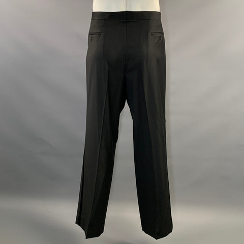 CALVIN KLEIN Chest Size 42 Black Wool Notch Lapel 36 32 Tuxedo