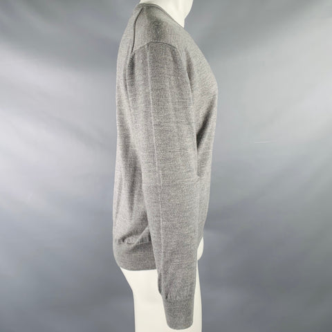 GIORGIOLINI Size M Grey Merino Wool V-Neck Pullover