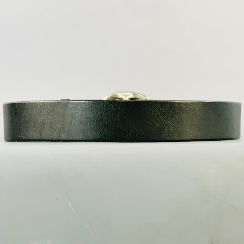45rpm Size 30 Black Silver Leather Hammered Buckle Belt