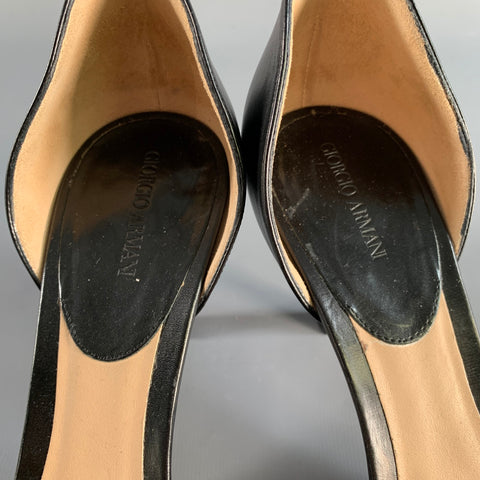 GIORGIO ARMANI Size 11.5 Black Leather D'Orsay Pumps