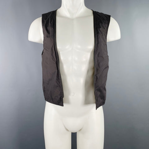 JIL SANDER Size 34 Grey Herringbone Polyamide Hidden Snaps Coat