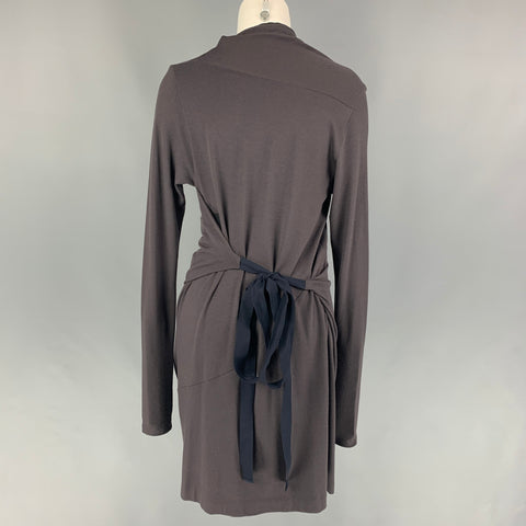 BRUNELLO CUCINELLI Talla 6 Vestido de manga larga azul marino topo