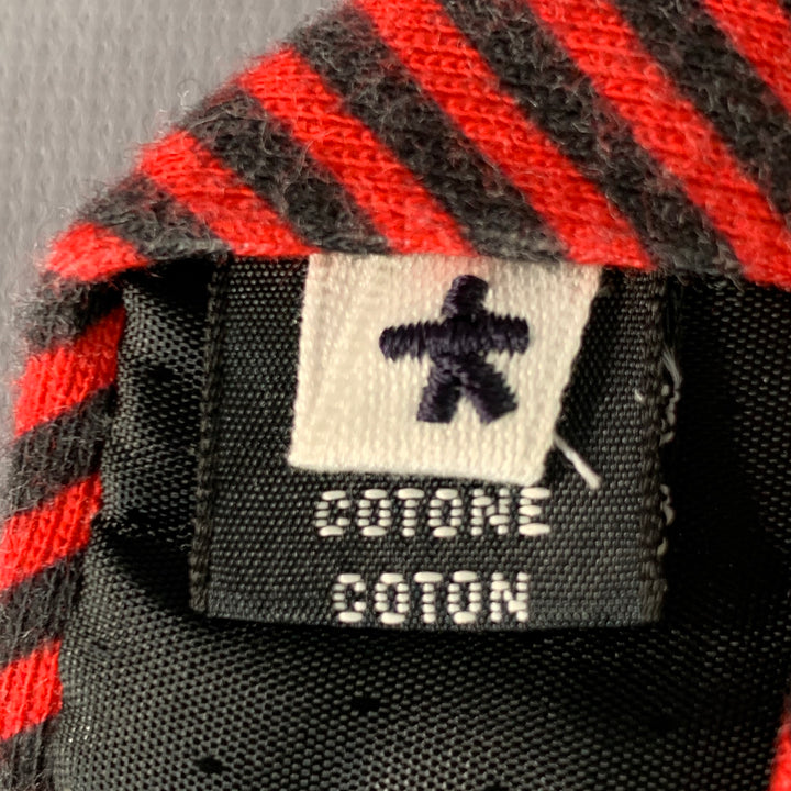 ADAM KIMMEL Red Black Stripe Cotton Skinny Tie