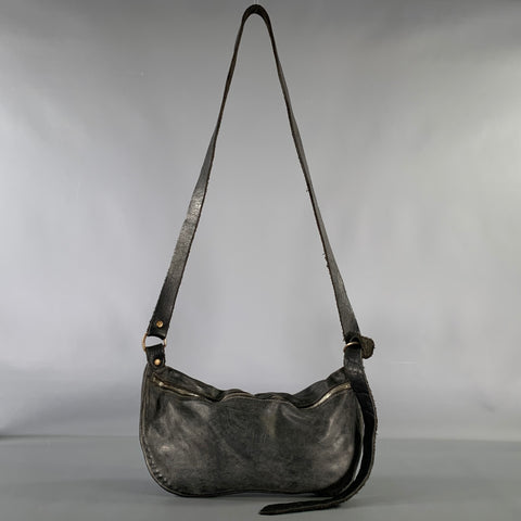 GUIDI Black Solid Horsehide Leather Cross Body Bag